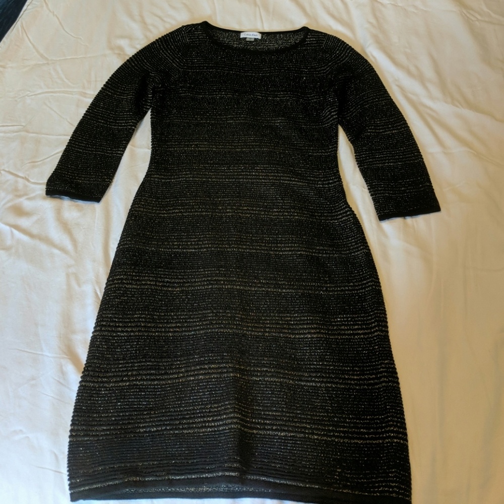 Black Metallic Sweater Dress